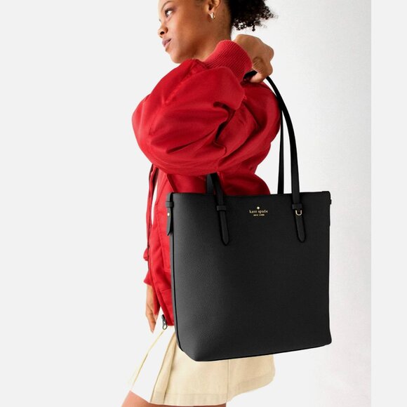 New Kate Spade Juliette Pebble Leather Medium Tote Black - Picture 2 of 4
